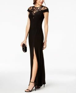 Adrianna Papell Women's Papell Sequin Embellished Illusion-Lace Gown -Anne Klein Sales Store 9928912 fpx